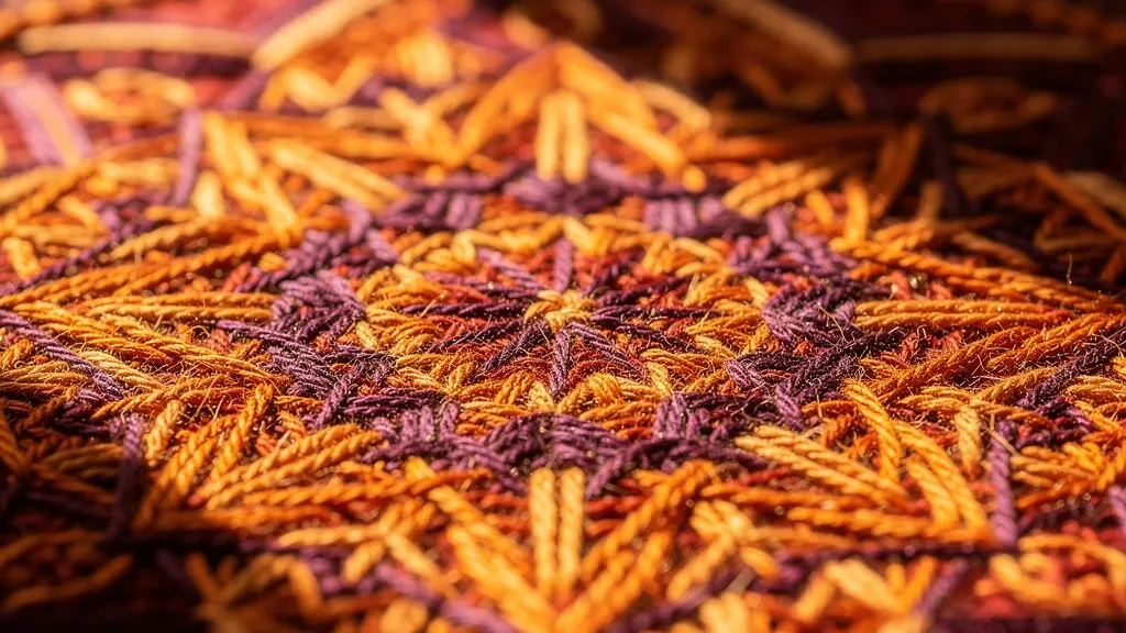 Détails macro de textures tissées colorées d'un tapis de méditation avec motifs géométriques traditionnels