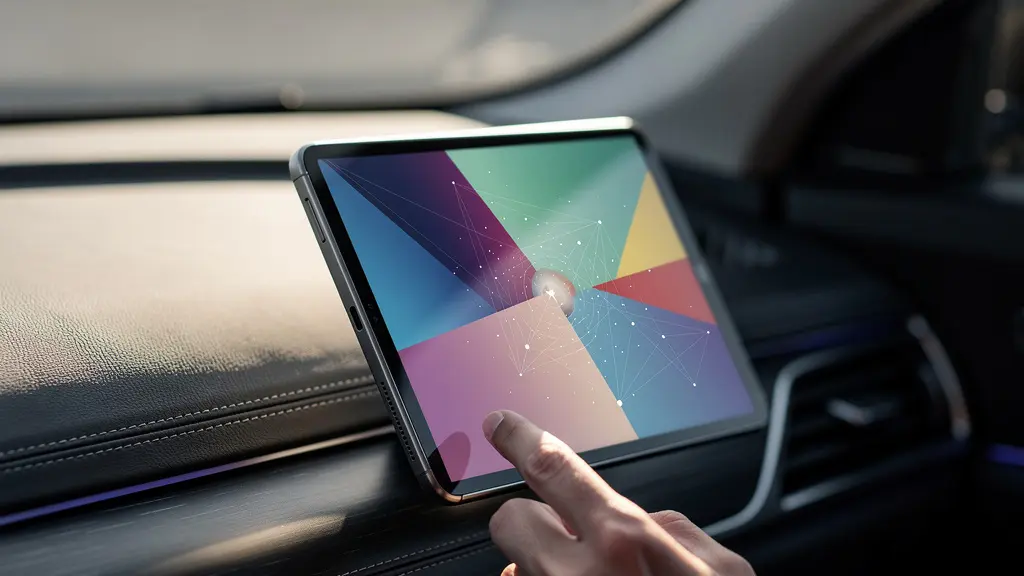 Chauffeur VTC consultant une application de suivi de vol dans son véhicule premium