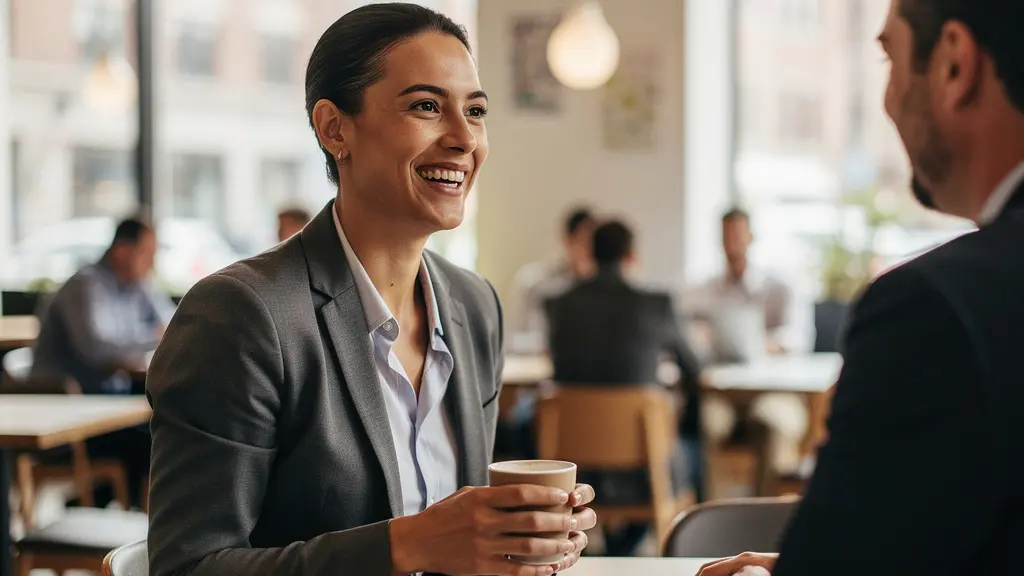 Professionnel dans un espace de coworking animé avec d'autres travailleurs en arrière-plan