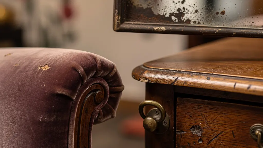 Chambre de boutique-hôtel avec mobilier chiné authentique, mélangeant époques et styles avec harmonie