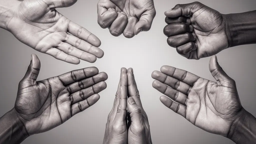 Différentes positions de mains illustrant les variations culturelles de communication gestuelle