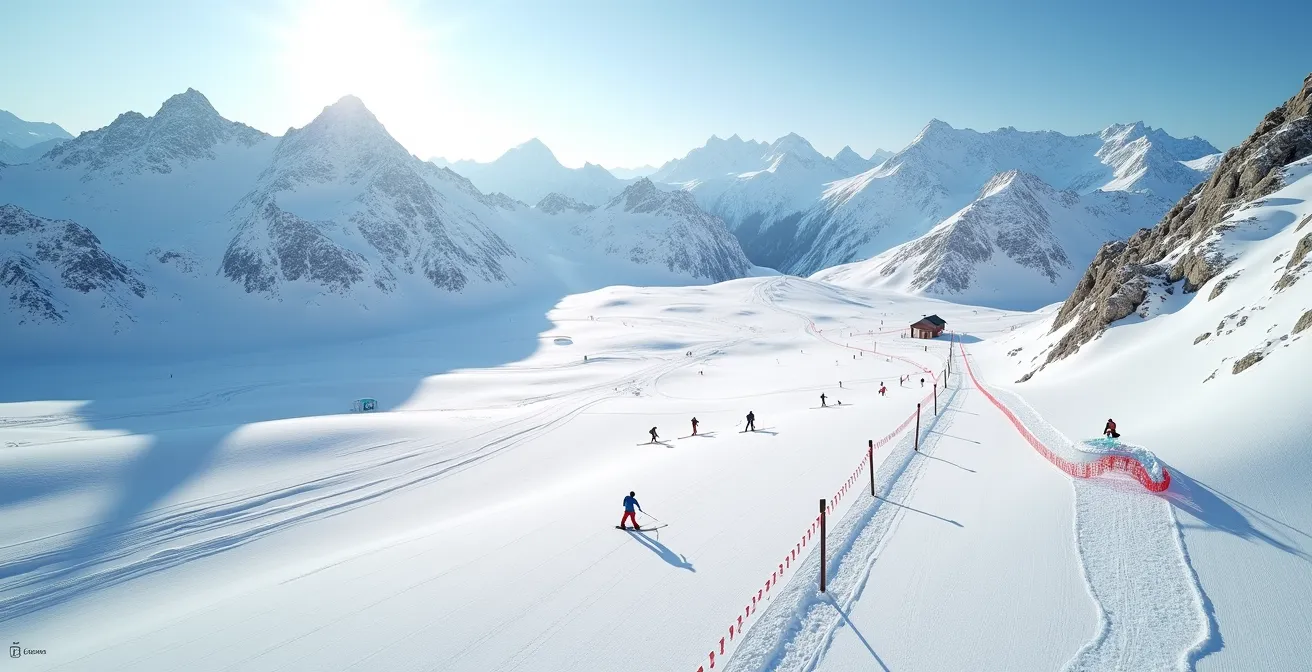 Visual distinction between insured resort boundaries and uninsured backcountry skiing areas