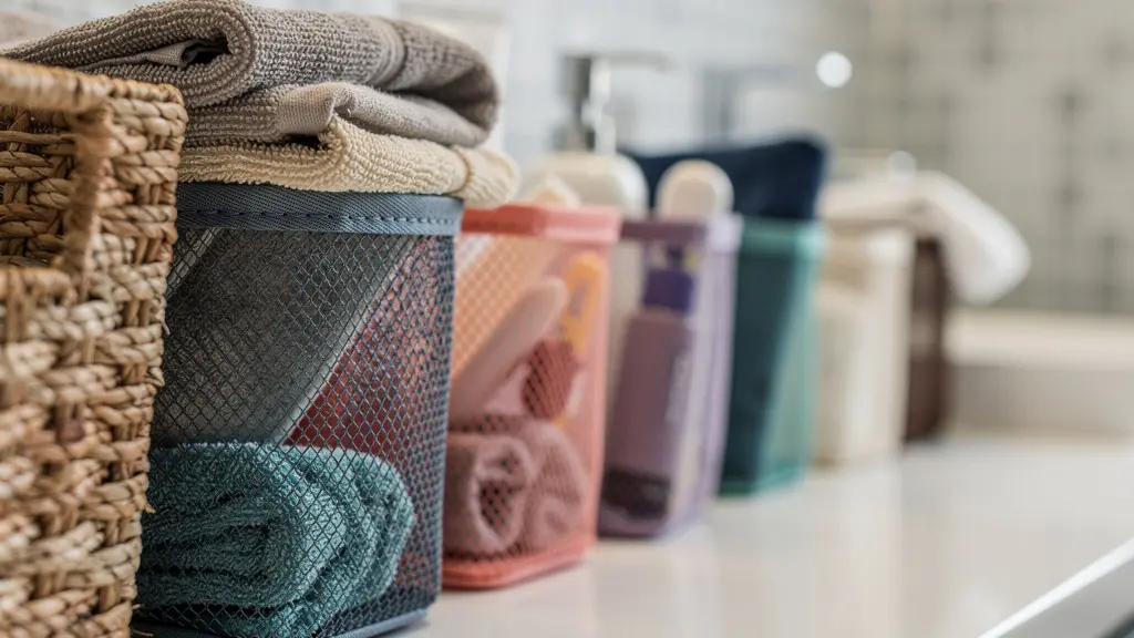 Plan d'organisation d'une salle de bain avec zones dédiées et rangements personnalisés