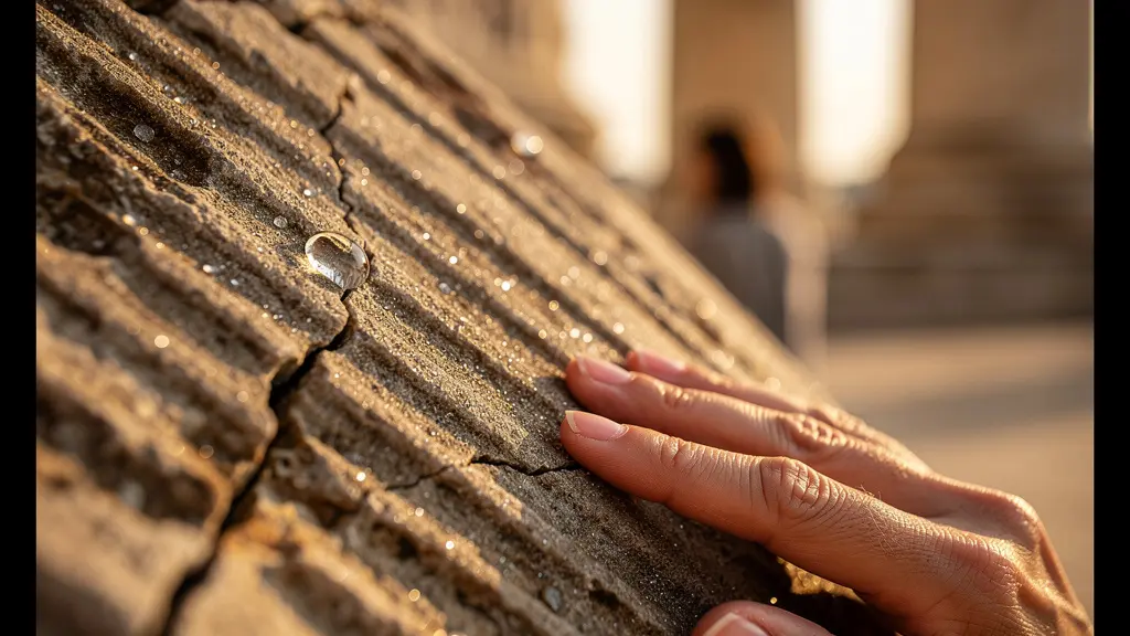Femme seule admirant monument historique dans la lumière dorée de l'aube, sans aucun autre touriste