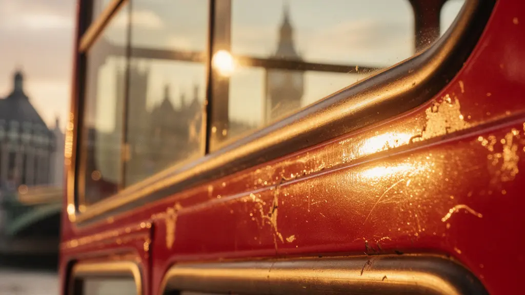 Vue depuis l'étage supérieur d'un bus rouge londonien traversant Westminster avec Big Ben en arrière-plan